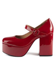 Loft37 Skórzane czółenka w kolorze czerwonym z paskiem rozmiar: 39. Czerwone czółenka Loft37, bez wzorów, bez obcasa, bez zapięcia. Za 448,99 zł.