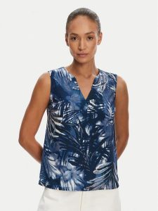 Tatuum Bluzka Lea T2509.056 Granatowy Regular Fit. Niebieskie bluzki Tatuum, bez wzorów, z wiskozy, bez kołnierzyka, bez ramiączek. Za 109,99 zł.