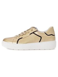 Gabor Skórzane sneakersy w kolorze złoto-czarnym rozmiar: 37,5. Czarne trampki Gabor, bez wzorów, bez zapięcia. Za 166,88 zł.