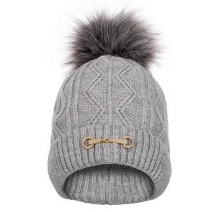 Czapka zimowa Equestrian Queen Eden 24AW damska z pomponem. Szare czapki EQUESTRIAN QUEEN, bez wzorów, sportowe. Za 97,99 zł.
