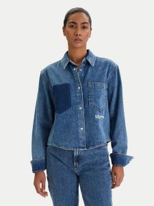 Karl Lagerfeld Jeans Koszula jeansowa B1W11021 Niebieski Regular Fit. Niebieskie koszule Karl Lagerfeld Jeans, xs, bez wzorów, z bawełny, bez kołnierzyka, bez ramiączek. Za 461,99 zł.