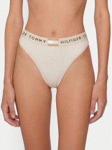Tommy Hilfiger Figi klasyczne UW0UW06038 Beżowy. Brązowe figi TOMMY HILFIGER, bez wzorów, z bawełny. Za 99,99 zł.