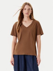United Colors Of Benetton T-Shirt 3BVXD400H Brązowy Relaxed Fit. Brązowe t-shirty United Colors of Benetton, s, bez wzorów, z bawełny, bez kołnierzyka, bez ramiączek. Za 49,99 zł.