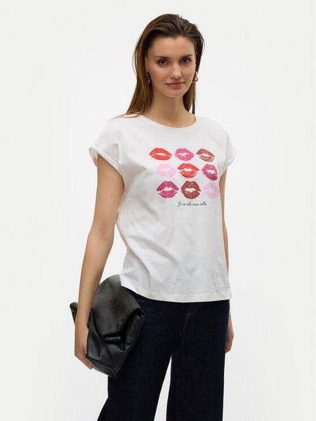 Vero Moda T-Shirt Cysma 10328272 Biały Regular Fit. Białe t-shirty Vero Moda, xs, bez wzorów, z bawełny, bez kołnierzyka, bez ramiączek. Za 49,99 zł.