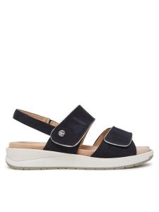Caprice Sandały 9-28252-44 Granatowy. Niebieskie sandały Caprice, bez wzorów, ze skóry, bez obcasa, na koturnie, bez zapięcia. Za 239,99 zł.