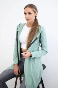 Bluza sukienkowa z kapturem ciemny miętowy. Zielone bluzy KESI, l, bez wzorów, z bawełny, z kapturem. Za 234,40 zł.