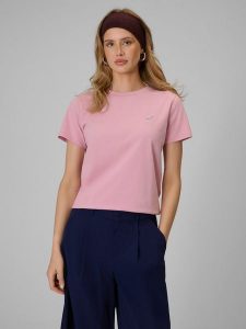 4F T-shirt regular gładki damski - różowy M. Czerwone t-shirty 4f, m, bez wzorów, z bawełny, bez kołnierzyka, bez ramiączek. Za 49,99 zł.