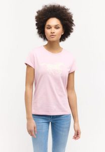 DAMSKA KOSZULKA MUSTANG LOGO T-shirty Loa Cameo Pink 1015161 8064. Różowe bluzki Mustang, s, bez wzorów, z bawełny, bez kołnierzyka, bez ramiączek. Za 69,99 zł.