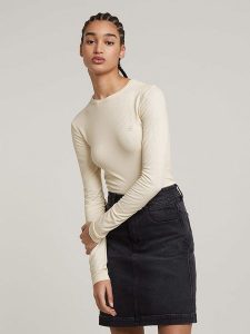 G-Star Koszulka w kolorze kremowym rozmiar: XL. Brązowe bluzki G-Star, xl, bez wzorów, prążkowane, retro, bez kołnierzyka, bez ramiączek. Za 83,42 zł.