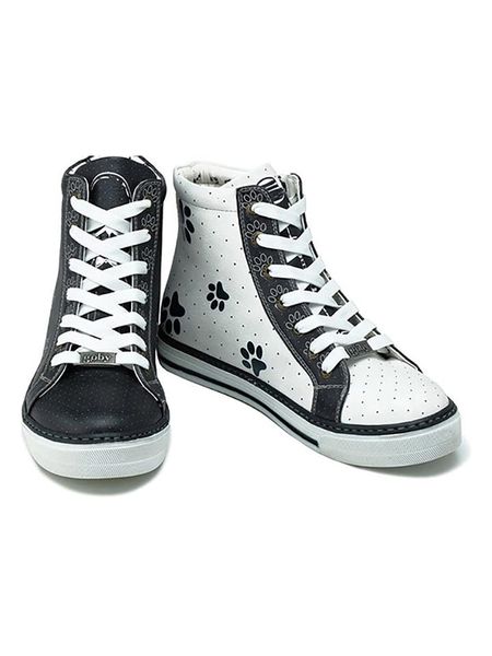 Goby Sneakersy w kolorze biało-czarnym ze wzorem rozmiar: 42. Białe trampki Goby, bez wzorów, z materiału, za kostkę, bez zapięcia. Za 217,99 zł.