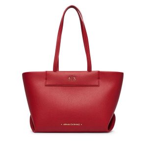 Torebka Armani Exchange. Czerwone shopper bag Armani Exchange, bez wzorów, bez dodatków. Za 654,99 zł.