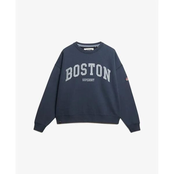 Damska bluza oversize Superdry Athletic Essentials. Niebieskie bluzy Superdry, m, bez wzorów, bez kaptura. W wyprzedaży za 257,15 zł.