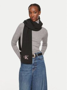 Calvin Klein Szalik Monogram K60K612659 Czarny. Czarne szaliki Calvin Klein, bez wzorów, z materiału. Za 219,99 zł.