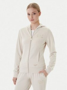 EA7 Emporio Armani Bluza 7W001044 AF12482 U1088 Beżowy Regular Fit. Brązowe bluzy EA7 Emporio Armani, xs, bez wzorów, z syntetyku, bez kaptura. Za 389,99 zł.
