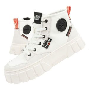 Buty Palladium 98573-116 białe. Białe trampki bez wzorów, z materiału, za kostkę, bez zapięcia. Za 466,73 zł.