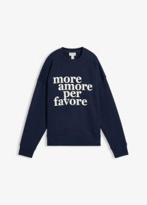 Bluza oversize z mieszanki bawełny. Niebieskie bluzy bonprix, bez wzorów, z bawełny, bez kaptura. Za 134,99 zł.
