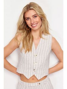 Trendyol Kamizelka w kolorze kremowym rozmiar: 36. Brązowe kamizelki Trendyol, bez wzorów, bez kołnierzyka, bez ramiączek, bez kaptura. Za 82,95 zł.