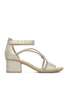 Rieker Sandały CEO-64654-40 Srebrny. Szare sandały Rieker, bez wzorów, ze skóry, bez obcasa, na słupku, bez zapięcia. Za 319,99 zł.