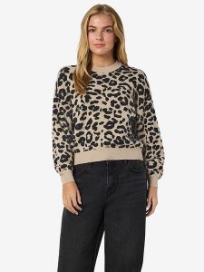 Noisy may Sweter w kolorze beżowo-czarnym rozmiar: M. Brązowe swetry oversize Noisy may, m, bez wzorów, ze splotem, bez ramiączek. Za 144,92 zł.