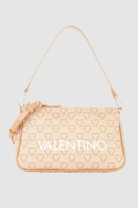 VALENTINO Mała beżowa listonoszka Liuto. Brązowe listonoszki Valentino by Mario Valentino, bez wzorów, małe, bez dodatków. W wyprzedaży za 331,99 zł.
