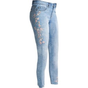 Dżinsy z haftem. Niebieskie jeansy bonprix, bez wzorów, z jeansu. Za 137,99 zł.