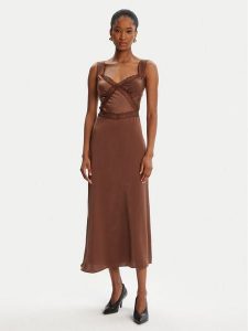 Bardot Sukienka koktajlowa Emory Lace Slip 58603DB Brązowy Regular Fit. Brązowe kombinezony Bardot, bez wzorów, z syntetyku, wizytowe, bez kołnierzyka, bez ramiączek. Za 369,99 zł.