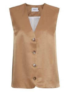 MOSS COPENHAGEN Kamizelka "Ulla" w kolorze jasnobrązowym rozmiar: L. Brązowe kamizelki Moss Copenhagen, l, bez wzorów, bez kołnierzyka, bez ramiączek, bez kaptura. Za 127,35 zł.