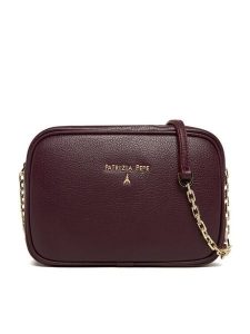 Patrizia Pepe Torebka CB0071/L001-M536 Bordowy. Czerwone listonoszki Patrizia Pepe, bez wzorów, ze skóry, bez dodatków. Za 509,99 zł.