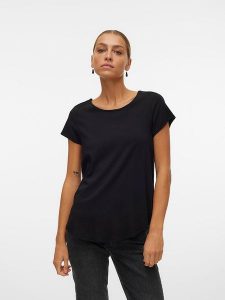 Vero Moda Koszulka w kolorze czarnym rozmiar: S. Czarne bluzki Vero Moda, s, bez wzorów, z wiskozy, klasyczne, bez kołnierzyka, bez ramiączek. Za 41,69 zł.