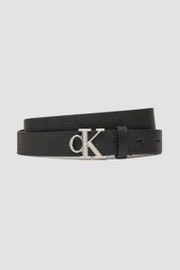 CALVIN KLEIN Czarny damski pasek ze srebrnym CK. Czarne paski Calvin Klein, bez wzorów. W wyprzedaży za 149,99 zł.