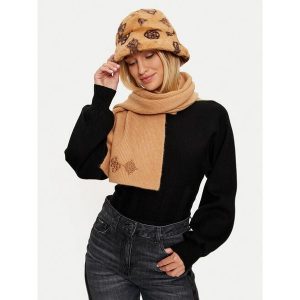 Kapelusz Guess. Brązowe kapelusze Guess, z aplikacjami. Za 129,99 zł.