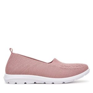 Półbuty JENNY. Czerwone półbuty Jenny, bez wzorów, bez obcasa, na płaskiej podeszwie, bez zapięcia. Za 69,99 zł.