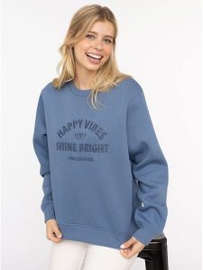 Zwillingsherz Bluza "Wild and Free" w kolorze niebieskim rozmiar: L/XL. Niebieskie bluzy Zwillingsherz, l, bez wzorów, bez kaptura. Za 198,10 zł.