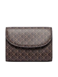 Calvin Klein Portfel Emblem Aop Flap Coin Wallet LV04F1226G Brązowy. Brązowe portfele Calvin Klein, bez wzorów, ze skóry. Za 249,99 zł.