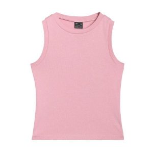 Tank Top Damski Bez Rękawów F132. Czerwone topy 4f, bez wzorów, bez kołnierzyka, bez ramiączek. Za 57,99 zł.