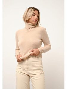Just Cashmere Kaszmirowy sweter "Ava" w kolorze beżowym rozmiar: M. Brązowe golfy Just Cashmere, bez wzorów, z kaszmiru. Za 406,57 zł.
