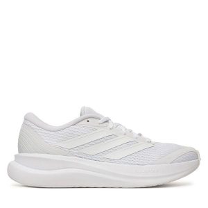 Buty do biegania adidas. Białe buty sportowe ADIDAS, bez wzorów, bez zapięcia, do biegania. Za 259,99 zł.