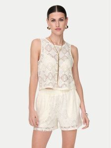 JDY Top Eva 15351499 Biały Regular Fit. Białe topy JDY, xs, bez wzorów, z syntetyku, bez kołnierzyka, bez ramiączek. Za 49,99 zł.