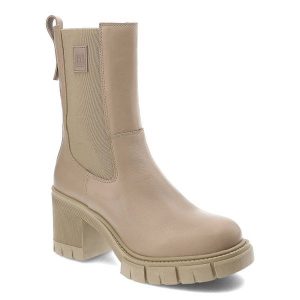 Beżowe Botki Nessi Damskie Eleganckie Buty Na Obcasie. Brązowe botki Nessi, bez wzorów, z materiału, bez obcasa, na obcasie, bez zapięcia. Za 339,00 zł.