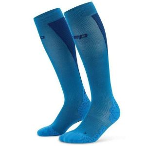 Damskie długie skarpety kompresyjne sportowe Core Ultralight CEP. Niebieskie skarpetki CEP, bez wzorów, z elastanu. Za 229,00 zł.