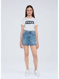 Pepe Jeans Spódnica dżinsowa "Rachel" w kolorze niebieskim rozmiar: M. Niebieskie spódnice Pepe Jeans, m, z aplikacjami, z jeansu, klasyczne, mini. Za 118,56 zł.