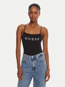 Guess Body O5RM11 KBBU1 Czarny Regular Fit. Czarne body i gorsety Guess, z aplikacjami, z bawełny. Za 79,99 zł.