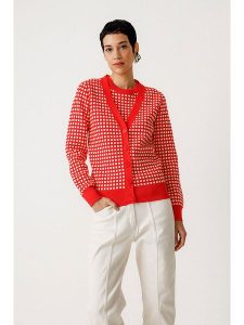 SKFK Kardigan "Alize" w kolorze czerwono-białym rozmiar: 40. Czerwone kardigany SKFK, z bawełny. Za 304,99 zł.