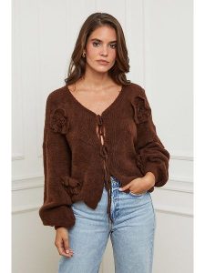L'armoire de Suzette Kardigan w kolorze brązowym rozmiar: 34/36. Brązowe kardigany L'armoire de Suzette, l, z aplikacjami, ze splotem, bez ramiączek. Za 200,13 zł.