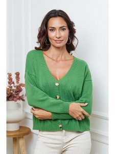 So Cachemire Kardigan "Laem" w kolorze zielonym rozmiar: L. Zielone swetry oversize So Cachemire, l, bez wzorów, z kaszmiru, bez ramiączek. Za 187,99 zł.