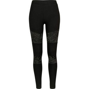Damskie legginsy urban classic z wstawkami z koronki. Czarne legginsy Urban Classics, bez wzorów, z koronki. Za 160,50 zł.