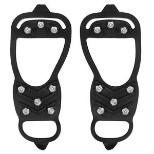 Raczki na buty turystyczne, antypoślizgowe nakładki kolce rozmiar 41-45 czarne. Czarne buty trekkingowe SPRINGOS, bez zapięcia. Za 11,99 zł.