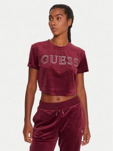 Guess T-Shirt V3BI01 K0232 Bordowy Regular Fit. Czerwone t-shirty Guess, s, z aplikacjami, z syntetyku, bez kołnierzyka, bez ramiączek. Za 139,99 zł.