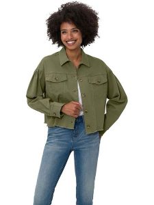 Heine Kurtka dżinsowa w kolorze khaki rozmiar: 34. Brązowe kurtki Heine, bez wzorów, bez kaptura. Za 69,75 zł.