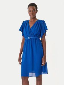 Artigli Sukienka koktajlowa ACAB004967 Niebieski Regular Fit. Niebieskie kombinezony Artigli, bez wzorów, z syntetyku, wizytowe, bez kołnierzyka, bez ramiączek. Za 419,99 zł.